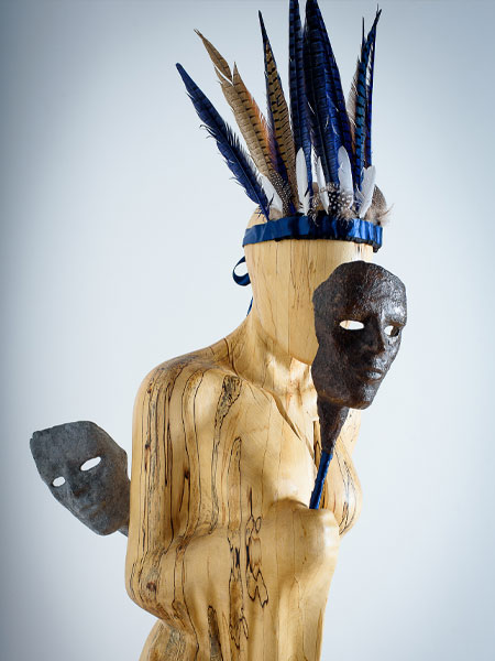 Ed Elliott, Mask, wood & bronze sculpture for sale, original, British